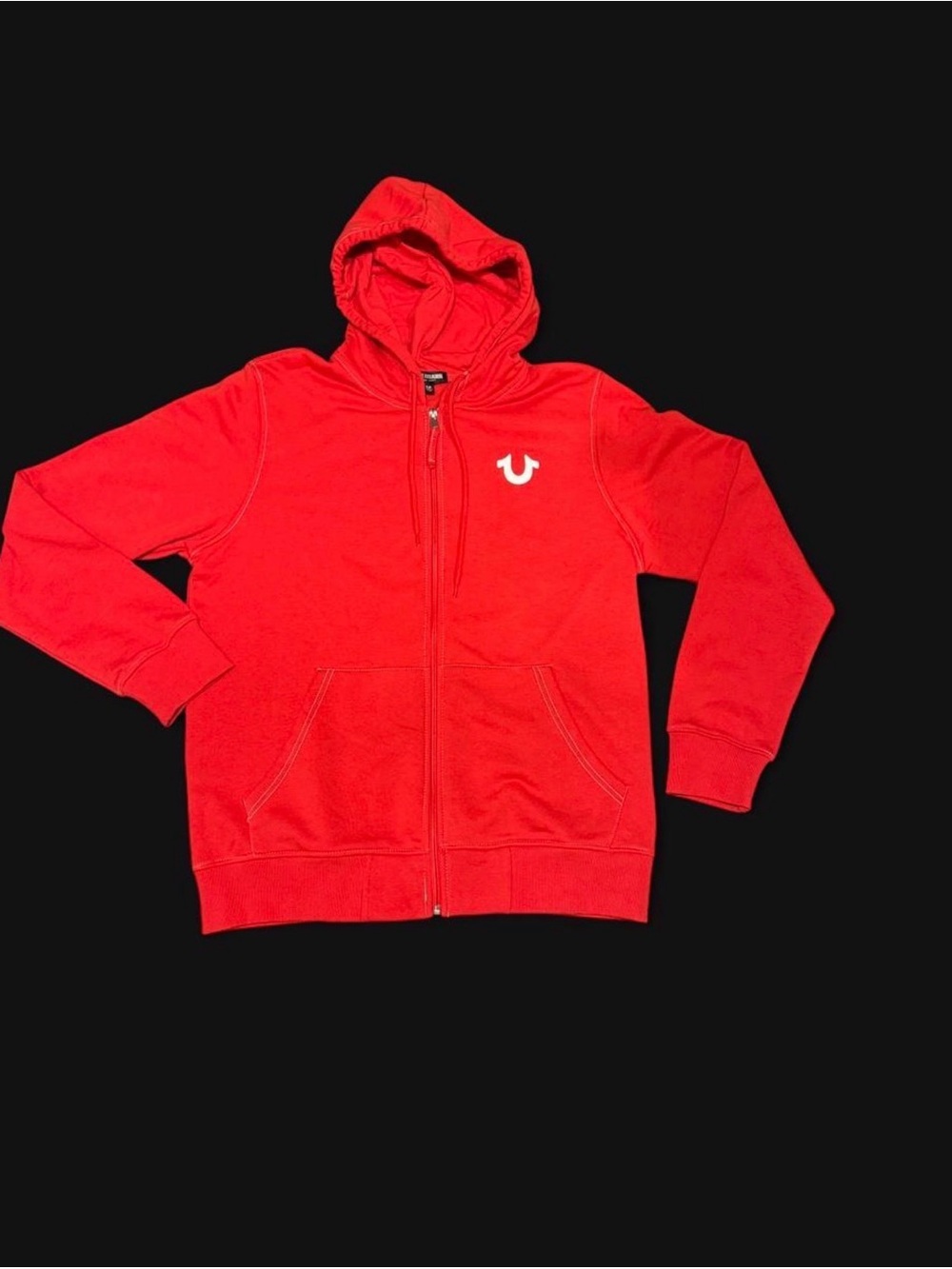 True Religion Men’s Bright Red Full-Zip Hoodie